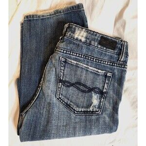 Refuge Skinny Jeans 7R Dark Wash Distressed Low Rise Y2K Indie Sleaze